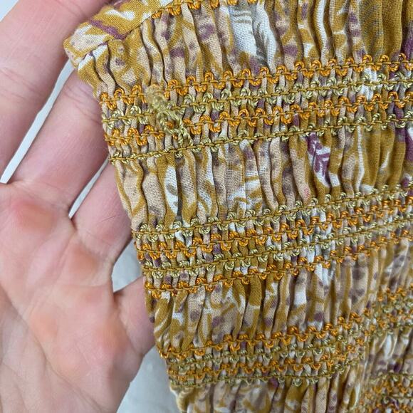 Free People Getaway Midi Maxi Dress Women’s XS Boho Floral Ivory Comb Smocked - Picture 6 of 6